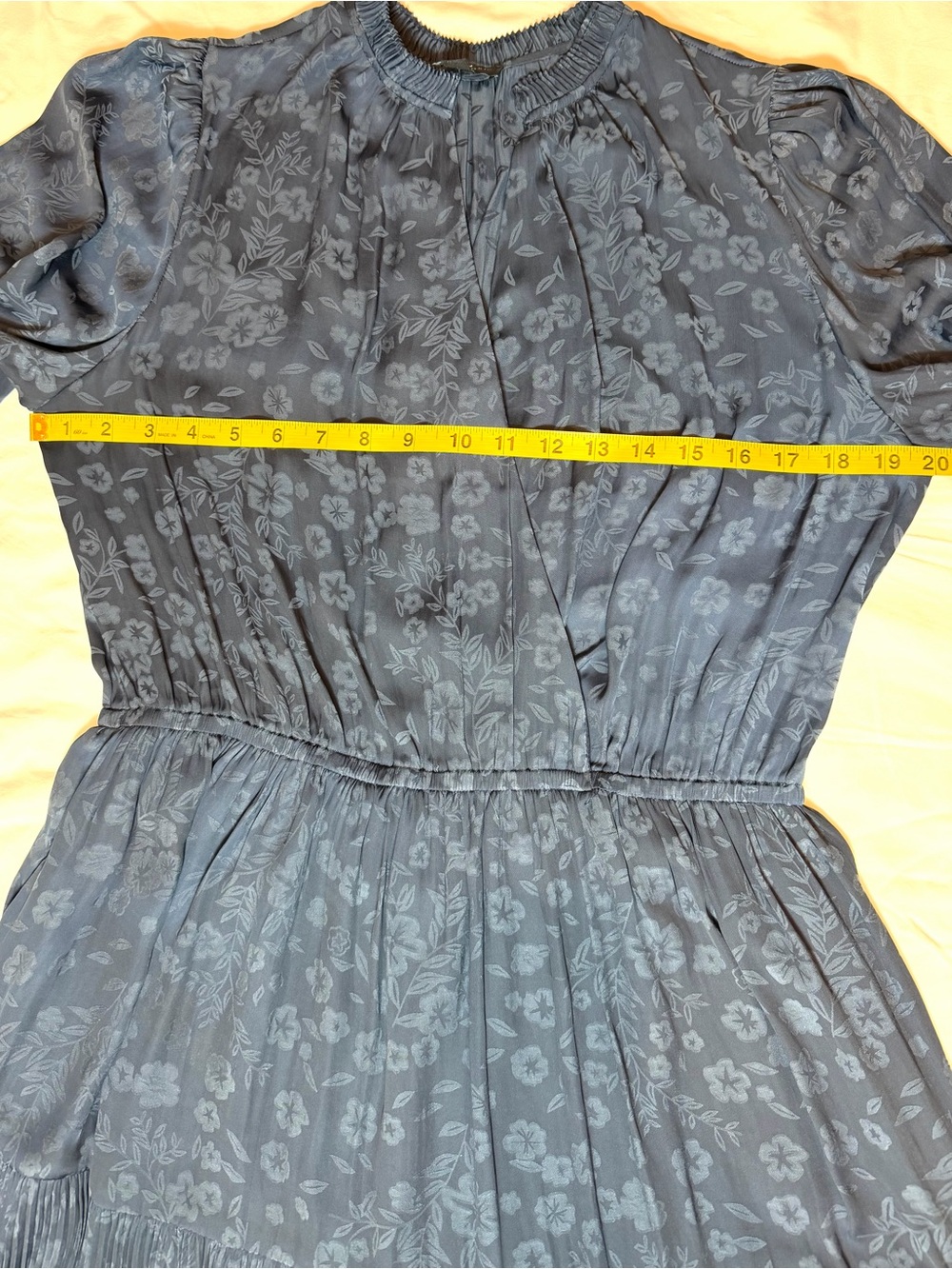 Current Air Blue Floral Pleated V-Neck Smocked Dress Size L - Picture 7 of 11